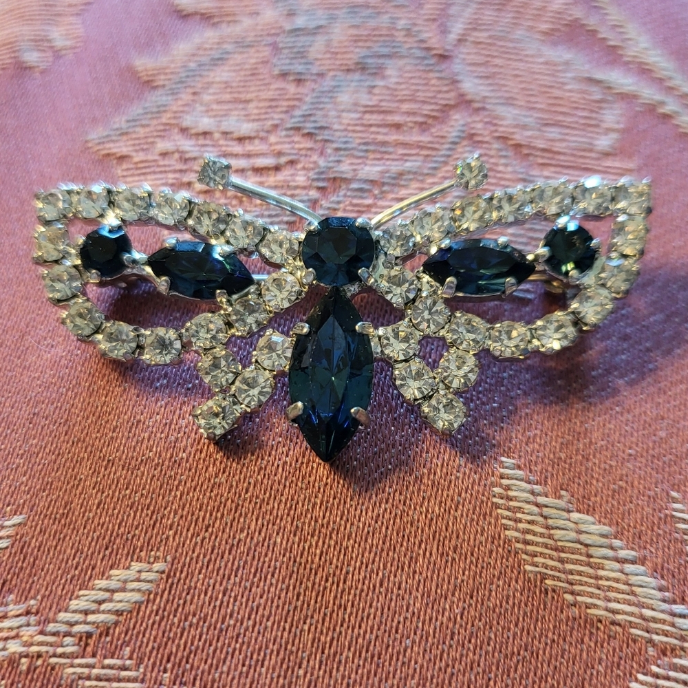Vintage Rhinestone Butterfly Brooch